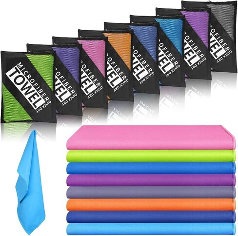 مجموعة من 8 مناشف سفر سريعة الجفاف من Moukeren، منشفة رياضية من الألياف الدقيقة، مناشف من الألياف الدقيقة فائقة النعومة، ضرورية للتخييم، وحقائب الظهر، واليوجا، والسباحة، وصالة الألعاب الرياضية، والرياضة والشاطئ، 60.96 × 48 بوصة in Kuwait