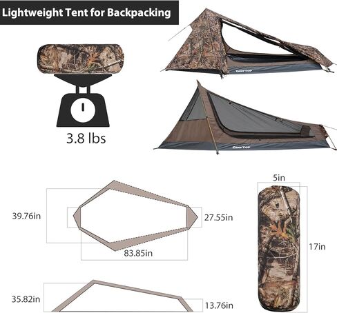 GEERTOP خيمة Bivy خفيفة لشخص واحد 3 مواسم مقاومة للماء لشخص واحد خيمة الظهر للتخييم والمشي لمسافات طويلة على ظهره والسفر في الهواء الطلق معدات البقاء على قيد الحياة in Kuwait
