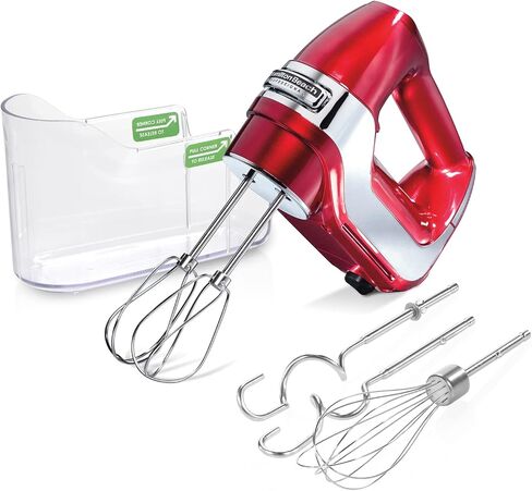 Hamilton Beach Professional 5-Speed Electric Hand Mixer with Snap-On Storage Case, QuickBurst, Stainless Steel Twisted Wire Beaters and Whisk, Mint (62658) | High-Performance DC Motor | Slow Start | Snap-On Storage Case | Stainless Steel Beaters & Whisk | in Kuwait