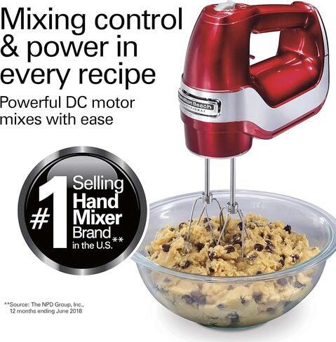 Hamilton Beach Professional 5-Speed Electric Hand Mixer with Snap-On Storage Case, QuickBurst, Stainless Steel Twisted Wire Beaters and Whisk, Mint (62658) | High-Performance DC Motor | Slow Start | Snap-On Storage Case | Stainless Steel Beaters & Whisk | in Kuwait