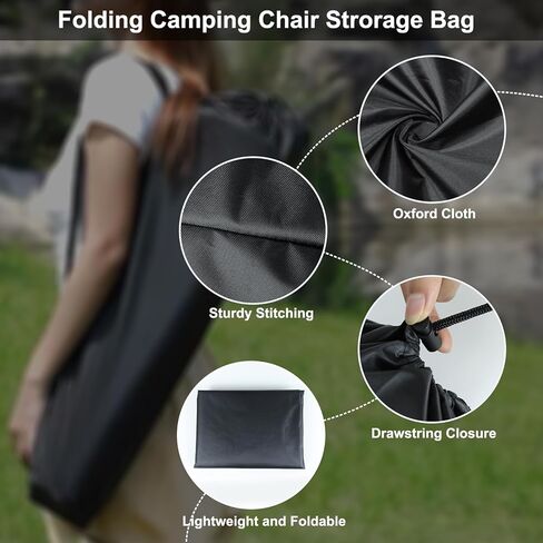 Camp Chair Replacement Bag, Protective Carrying Chair Bag with Drawstring Strap for Foldable Chair, Folding Lawn Chair, GCI Rocker Chair, Tent Pole, Black (48x11in) in Saudi Arabia
