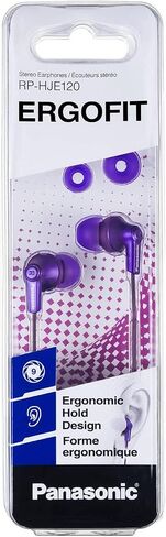 Panasonic ErgoFit Wired Earbuds, In-Ear Headphones with Dynamic Crystal-Clear Sound and Ergonomic Custom-Fit Earpieces (S/M/L), 3.5mm Jack for Phones and Laptops, No Mic - RP-HJE120-K (Black) in Saudi Arabia