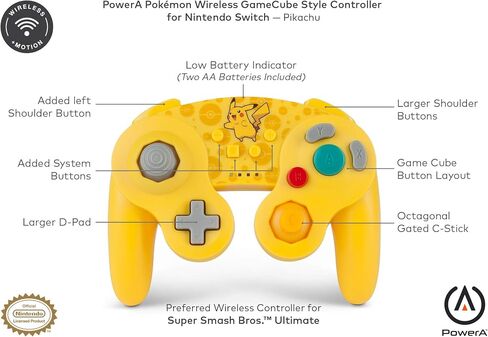 PowerA Wired GameCube Style Controller for Nintendo Switch - Mario, Gamepad, Wired Video Game Controller, Gaming Controller, GameCube Controller - Nintendo Switch in Saudi Arabia
