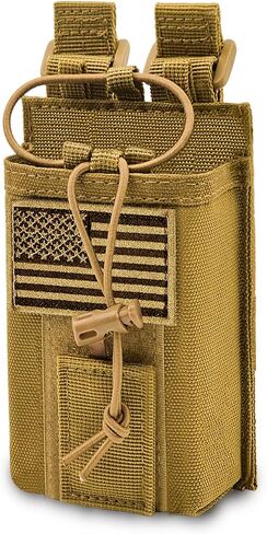 Molle Radio Pouch Holster Tactical Holder Duty Belt Accessories Military Heavy Bag for Two Ways Walkie Talkies Adjustable Storage with 1 Pack Patch(Black) in Kuwait