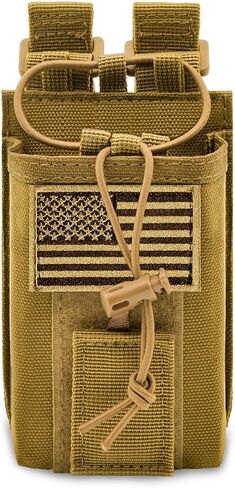 Molle Radio Pouch Holster Tactical Holder Duty Belt Accessories Military Heavy Bag for Two Ways Walkie Talkies Adjustable Storage with 1 Pack Patch(Black) in Kuwait
