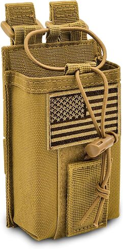 Molle Radio Pouch Holster Tactical Holder Duty Belt Accessories Military Heavy Bag for Two Ways Walkie Talkies Adjustable Storage with 1 Pack Patch(Black) in Kuwait