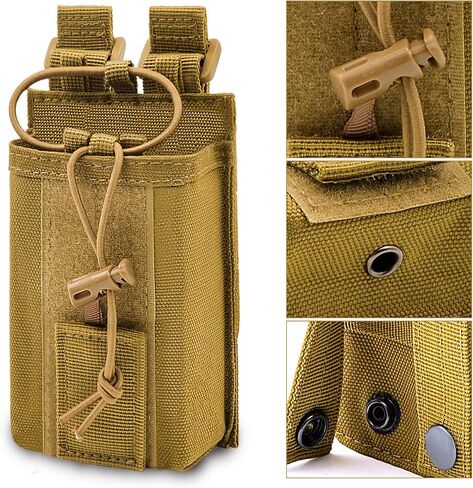 Molle Radio Pouch Holster Tactical Holder Duty Belt Accessories Military Heavy Bag for Two Ways Walkie Talkies Adjustable Storage with 1 Pack Patch(Black) in Kuwait
