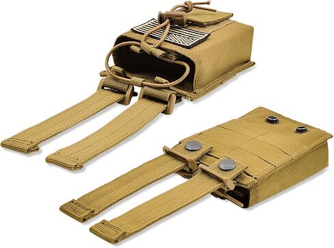 Molle Radio Pouch Holster Tactical Holder Duty Belt Accessories Military Heavy Bag for Two Ways Walkie Talkies Adjustable Storage with 1 Pack Patch(Black) in Kuwait