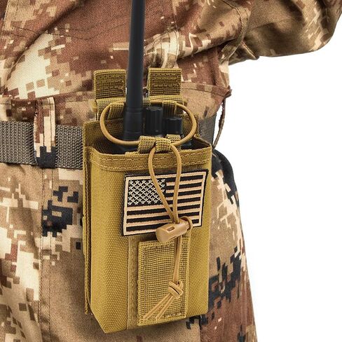 Molle Radio Pouch Holster Tactical Holder Duty Belt Accessories Military Heavy Bag for Two Ways Walkie Talkies Adjustable Storage with 1 Pack Patch(Black) in Kuwait