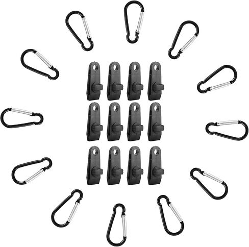 12 Set Tarp Clips with Carabiner,Lock Grip Thumb Screw Camp Tent Clamp Clip Great for Outdoors Camping, Awning, Tent Canopies, Car Covers,Swimming Pool Covers in Saudi Arabia
