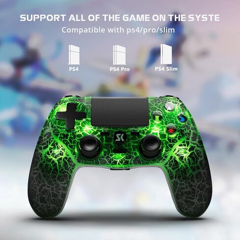 Wireless Controller for PS4, LED Backlit Controller for Sony PlayStation 4, Double Shock 6-Axis Motion Sensor, Sensitive Touch Pad, Built-in Speaker & Stereo Headphone Jack, Adjustable backlight, White in Kuwait