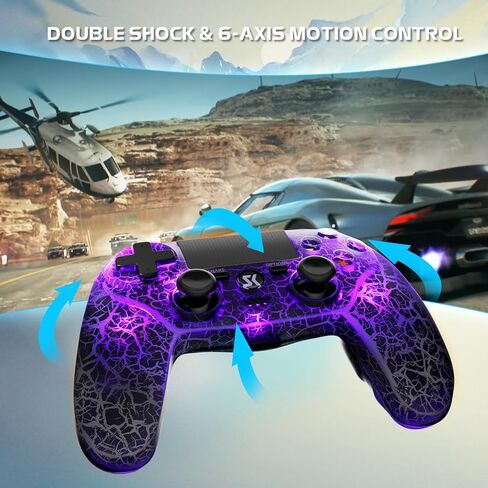 Wireless Controller for PS4, LED Backlit Controller for Sony PlayStation 4, Double Shock 6-Axis Motion Sensor, Sensitive Touch Pad, Built-in Speaker & Stereo Headphone Jack, Adjustable backlight, White in Kuwait
