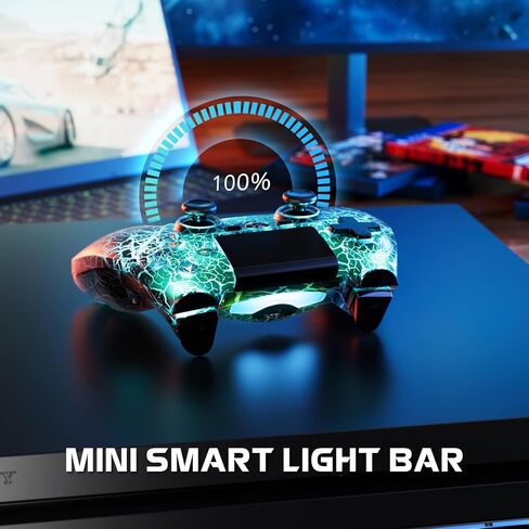 Wireless Controller for PS4, LED Backlit Controller for Sony PlayStation 4, Double Shock 6-Axis Motion Sensor, Sensitive Touch Pad, Built-in Speaker & Stereo Headphone Jack, Adjustable backlight, White in Kuwait