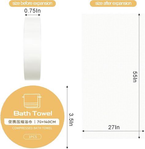WUWEOT 12 عبوة من أقراص المناشف المضغوطة، مناشف حمام ناعمة يمكن التخلص منها مقاس 55 بوصة × 27 بوصة، مناشف استحمام كبيرة من القطن للسفر والتخييم والرياضة والمشي لمسافات طويلة على الشاطئ والسباحة والفندق in Kuwait