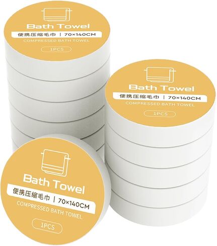 WUWEOT 12 عبوة من أقراص المناشف المضغوطة، مناشف حمام ناعمة يمكن التخلص منها مقاس 55 بوصة × 27 بوصة، مناشف استحمام كبيرة من القطن للسفر والتخييم والرياضة والمشي لمسافات طويلة على الشاطئ والسباحة والفندق in Kuwait