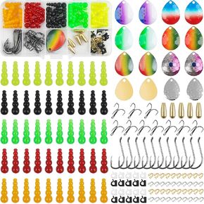 SILANON Walleye Rig Making Kit,151pcs Fishing Lure Making Supplies DIY Walleye Spinner Rigs Crawler Harness Stacked Fishing Beads Clevis Hooks for Walleye Trout Bass Spinner Lure Making Kit