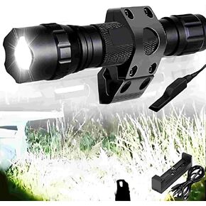 Best Tactical Flashlights 2022 1250 High Lumen 1 Mode EDC Tac Light Spotlight for Fox Deer Coon Night Hunting Offset Picatinny Rail Mount Pressure Switch Self Defense Outdoor Camping Survival in Kuwait