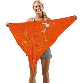 Mt Rainier National Park Map Survival Bandana - Emergency Navigation Scarf - Waterproof Signal Blaze Orange Lightweight Hiking Camping Hunting Kit