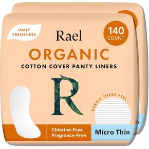 Rael Panty Liners for Women, Organic Cotton Cover - Thin Pantiliners, Light Absorbency, Unscented, Chlorine Free (Micro Thin, 280 Count)