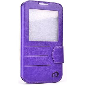 جراب Kroo Slim S-View Folio قلاب لهاتف Samsung Galaxy S5 - عبوة غير قابلة للبيع, رمادي