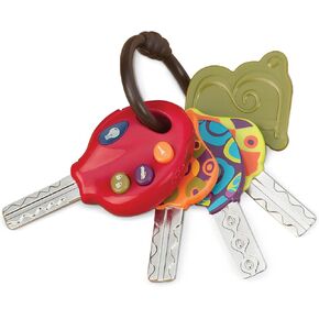 B. toys – LucKeys – 4 Textured Toy Keys for Babies & Toddlers – Flashlight & Car Sounds – Non-Toxic