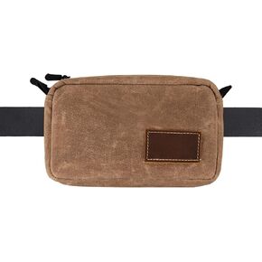 Belt Pouch for Men Women, EDC Bellt Pouch with Zipper Heavy Duty Waxed Canvas,Belt Bag Waist Pack for Traveling, Hiking, Waist Pack EDC Pouch Bag for Multitool, Flashlight, Knives, Cards, Phone,Brown