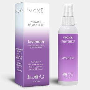 MOXE Shower Mist, Spa Steam Spray, Certified Natural Essential Oils, Aromatherapy, Tension Relief (Lavender, 4 Fl Oz (Pack of 1))