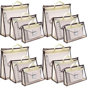 12pcs Dust Bags for Handbags,Clear Purse Storage Bags for Women,3 Size Purse Organizer Purse Cover Hanging Closet Organizer with Zipper-Gray in Saudi Arabia
