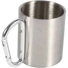 Stainless Steel Mug with Carabiner Handle, Camping Cups Water Coffe Mug Reusable Insulated Metal Drinking Glasses Unbreakable Wineglasses Beer Tumblers for Home Outdoor Activities Picnic Travel Hiking