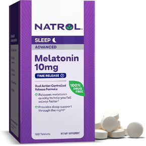 Natrol Advanced Sleep Melatonin 10mg, Dietary Supplement for Restful Sleep, 100 Time-Release Tablets, 100 Day Supply