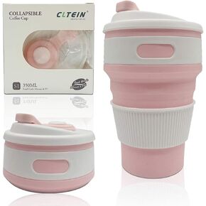 CLTEIN 12Oz Collapsible Cups for Coffee,Pocket Size and Reuseable Travel Mug with Lid,Food-Grade and BPA Free for Kids and Adults (Green)