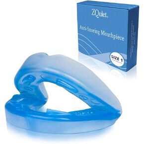 ZQuiet Anti-Snoring Mouthpiece Solution - Comfort Size #1 (Single Device) - Made in USA Snoring Solution for a Better Night’s Sleep (Blue)