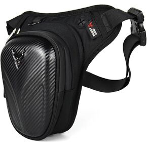 Vechkom Motorcycle Waist Drop Leg Bag for Men Waterproof Big Capacity Waist Pack for Motorcycle, Multifunctional Multi-Pocket Thigh Bag for Hiking Climbing Carbon Black