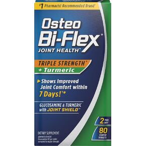 Osteo Bi-Flex Triple Strength Glucosamine with Turmeric, Joint Health Supplement, Coated Tablets, Original Version, 80 Count
