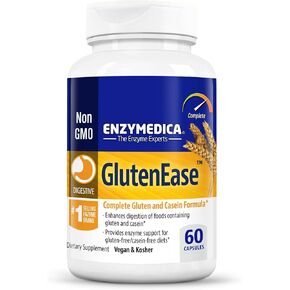 Enzymedica GlutenEase, Food Intolerance Digestive Aid, Defense Against Hidden Gluten Meals, 60 Capsules (FFP)