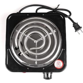 Timoau Double Countertop Portable Small Buffet Coiled, 2000W Electric Hot Burner Stainless Steel Electric Stove with 5 Level Temperature Control, Charcoal Burner for Camping&Cooking (Double Coil Burner)