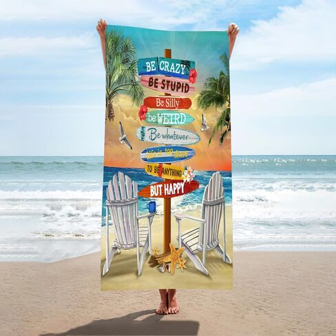 Big Microfiber Thick Terry Sports Beach Towels Vintage Beach Gifts Beach Sign Surfing Beach Towel Quick Dry Camping Towel for Pool Swim Travel Yoga Sport Hiking Gym Beach Essentials Beach Accessories in Saudi Arabia