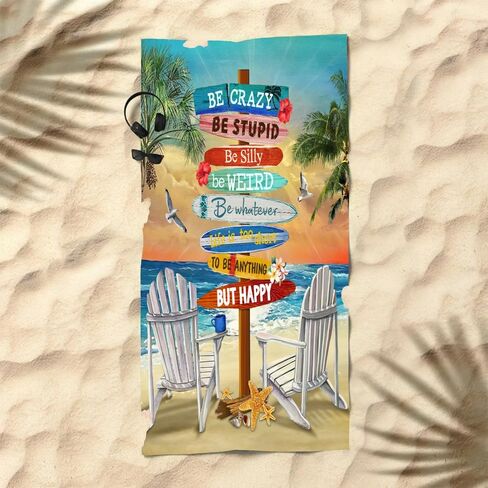 Big Microfiber Thick Terry Sports Beach Towels Vintage Beach Gifts Beach Sign Surfing Beach Towel Quick Dry Camping Towel for Pool Swim Travel Yoga Sport Hiking Gym Beach Essentials Beach Accessories in Saudi Arabia