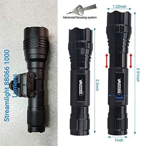 Best Tactical Flashlights 2022 1250 High Lumen 1 Mode EDC Tac Light Spotlight for Fox Deer Coon Night Hunting Offset Picatinny Rail Mount Pressure Switch Self Defense Outdoor Camping Survival in Kuwait