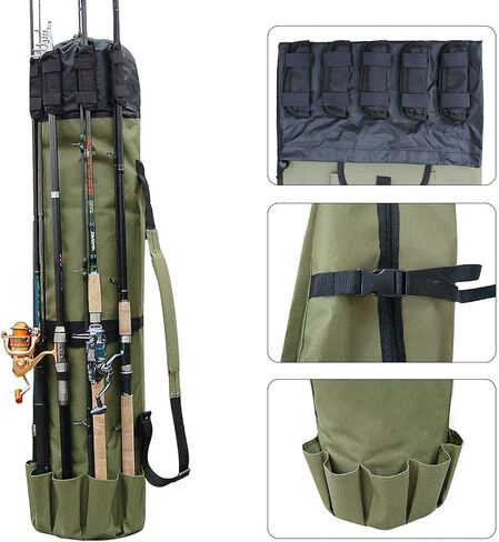 Fishing Pole Rod Holder Bags, Fishing Organizer Case Carrier Reel Pole Storage Bags Waterproof Fishing Gear Organizer Travel Carry Bags in Saudi Arabia