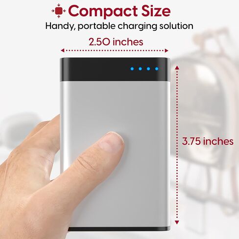 TALK WORKS Portable Charger Power Bank Compatible w/ iPhone 13/Pro/Pro Max, 14/Plus/Pro/Pro Max, 12, 11, XR, XS, X, 8, 7, 6, SE, iPad, Android, Samsung - External Cell Phone Backup Supply (Silver) in Saudi Arabia