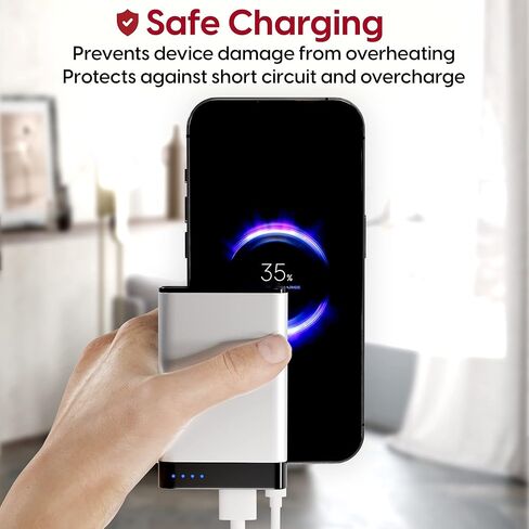 TALK WORKS Portable Charger Power Bank Compatible w/ iPhone 13/Pro/Pro Max, 14/Plus/Pro/Pro Max, 12, 11, XR, XS, X, 8, 7, 6, SE, iPad, Android, Samsung - External Cell Phone Backup Supply (Silver) in Saudi Arabia