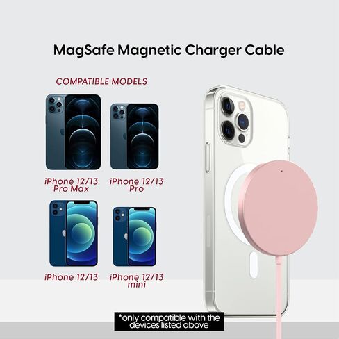Talk Works متوافق مع شاحن MagSafe لأجهزة iPhone 12 و13 مع كابل USB-C بطول 6 أقدام متصل (بدون محول حائط) سلك شحن سريع مغناطيسي لهاتف Apple iPhone 13 و12 Pro/Max وحافظات Mini & Mag الآمنة in Saudi Arabia