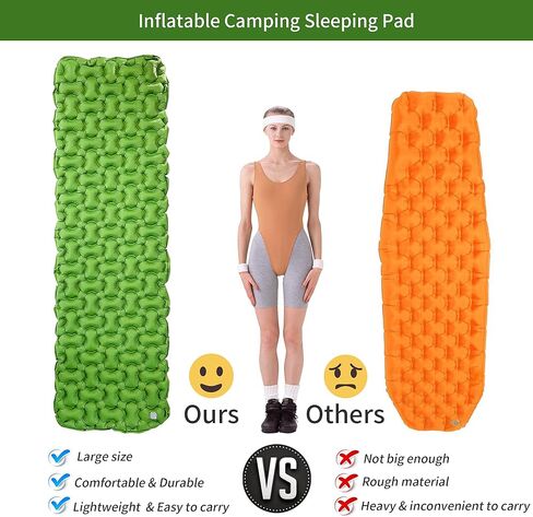 Ultralight Camping Sleeping Pad,Patented Backpacking Camping Mattress for Hiking,(Large) Extra-Thick Durable Insulated Air Mattress,Inflatable & Compact,Good Partner for Outdoor Travel in Saudi Arabia