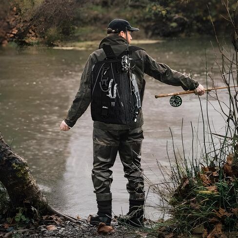 MoiShow Fishing Tackle Backpack, Fishing Backpack with Rod Holder Water-resistant Material, Removeable Shoulder Strap in Kuwait