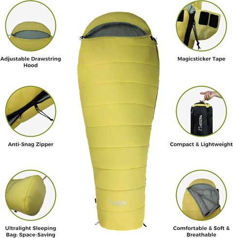 Atepa 3-Season Mummy Sleeping Bags for Adults Women, Portable Waterproof Lightweight Backpacking Sleeping Bag for Summer with Compression Sack - Indoor & Outdoor: Camping, Backpacking, Hiking in Saudi Arabia