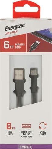 كابل Premier Energizer USB C من النوع C 3.0 شحن سريع ومزامنة سلك شبكي مجدول من النايلون مع طرف معدني، 4 أقدام و6 أقدام و8 أقدام in Kuwait