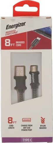Premier Energizer USB C Cable Type C 3.0 Fast Charging Syncing Nylon Braided Mesh Cord w Metal Tip, 4ft 6ft 8ft in Saudi Arabia