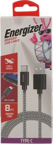 Premier Energizer USB C Cable Type C 3.0 Fast Charging Syncing Nylon Braided Mesh Cord w Metal Tip, 4ft 6ft 8ft in Saudi Arabia