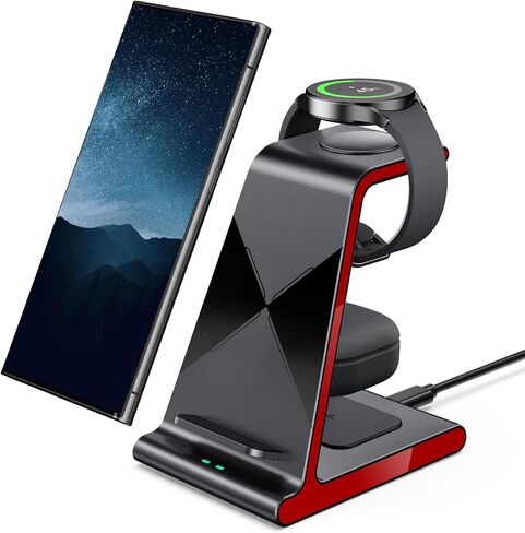Wireless Charger for Samsung S25 Ultra, Charging Station for Galaxy S25/S25 Edge/S24 Ultra/S24+/S24/S23/Note 20/Z Flip 7/Fold 7, for Galaxy Watch 8/8 Classic/Ultra/7/6, Galaxy Buds 2 Pro (No Adapter) in Kuwait